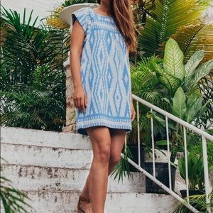 Faherty Juliette Dress - Aztec Blue Embroidery